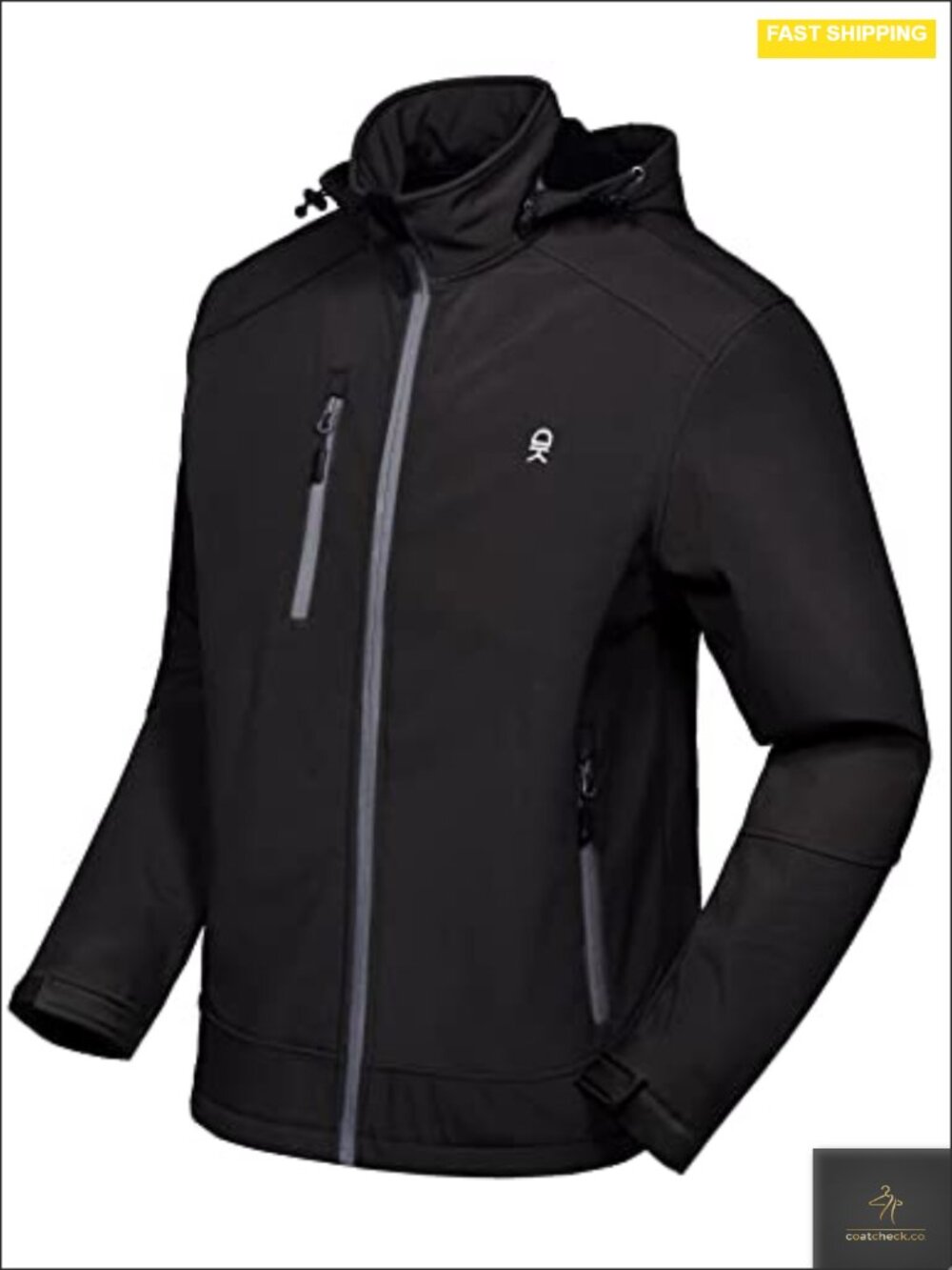 Men's Removable Hood Softshell Jacket Windproof Fleece Lining